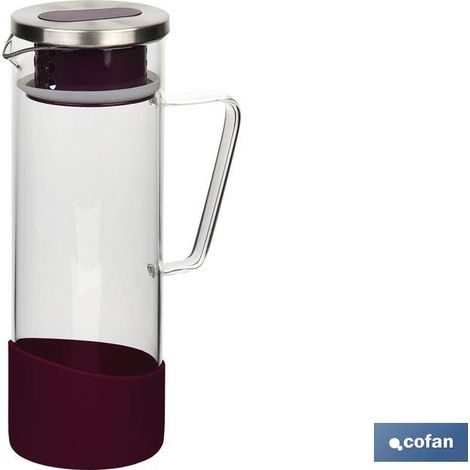 Brocca di vetro borosilicato Capacità: 1300 ml Vari colori Dimensioni: 27,5 x 16,5 x Ø10 cm