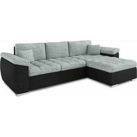 Vegas Universal L-Shape Corner Sofa Bed - Grey & Black (1/3)