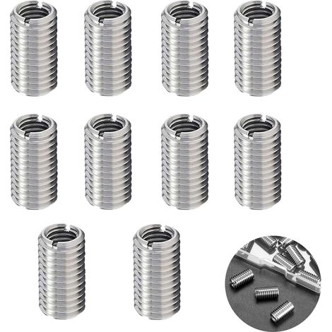 Lot de 10 inserts filetés M10 vers M8, 15 mm en acier inoxydable, douille filetée, insert fileté M10 vers M8, écrou à visser, pour turbines à vapeur automobiles, appareils mécaniques (1/5)