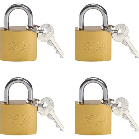 Confezione da 4 lucchetti con 2 chiavi, lucchetto piccolo da 32 mm, lucchetto per bagagli, lucchetto di sicurezza compatibile con, borsa da viaggio, zaino, cassetta degli attrezzi, garage, porte e fin