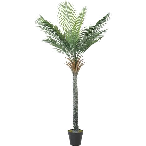 Palmier artificiel 180 cm, plante artificielle tropicale en pot, 15 feuilles réalistes, pour salon, chambre, bureau