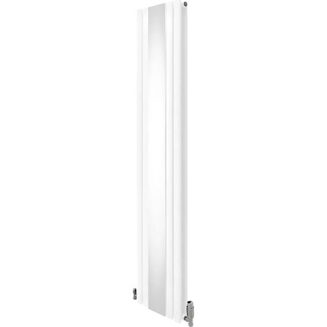 Oval Mirror Radiator & Valves - 1800mm x 380mm - White