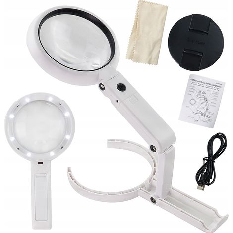 Lente d'ingrandimento 8x Supporto LED Alimentazione USB/Batterie Lampada 11x