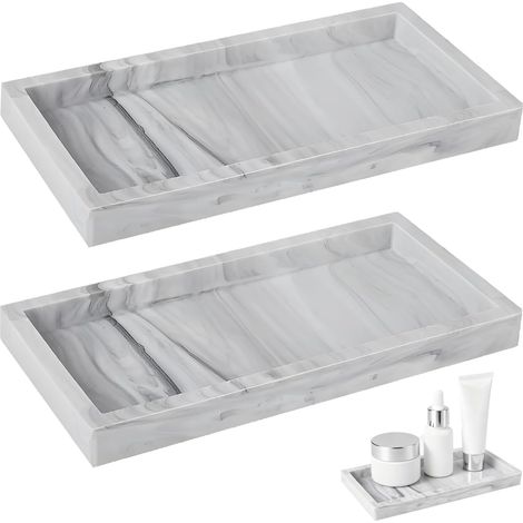 2-Pack Plateau Décoratif,Silicone,Motif Marbre,Organisateur Salle de Bain,Cuisine