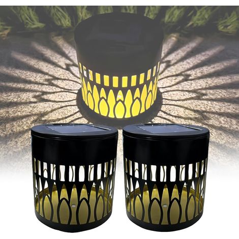 Lot de 2 lampes solaires décoratives en métal à énergie solaire pour terrasse, clôture, mur, clôture, jardin, terrasse, jardin