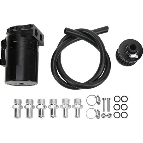 Récupérateur d'huile moteur avec chicanes internes, filtre à double chambre, en alliage d'aluminium, protection moteur universelle noire (1/5)