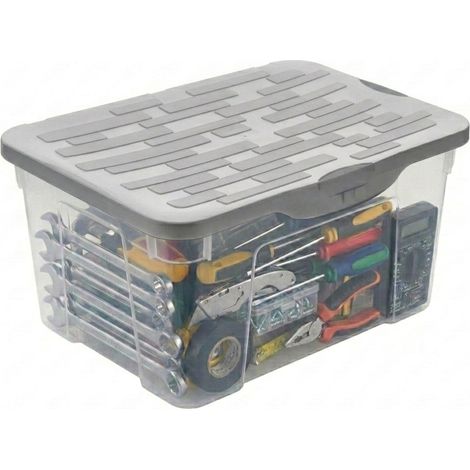 Boîte de rangement 13l avec couvercle, Plastique (PP) sans BPA, anthracite, A4/13l (39.0 x 27.0 x 17.5 cm) (1/5)