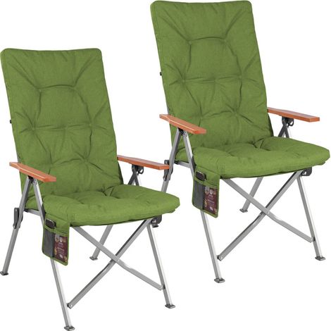 Homecall Campingstuhl Faltbar Hochlehner Luxus Klappstuhl mit 4,5cm Dicke Gepolstert, (150kg Belastbar mit 4 Positionen Verstellbar Angelstuhl, 2 St), für Garten Balkon Wohnmobil (grün)