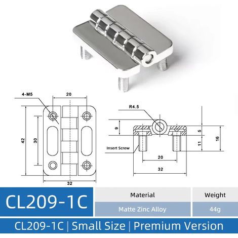 (CL209-1C-ZABW-XY) Charnière CL209 en acier inoxydable, charnière pour armoire industrielle, charnière pour armoire électrique en alliage de zinc (1/5)