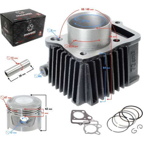 Cylindre Moretti pour cyclomoteur 4T 80cc 139FMB (1/3)