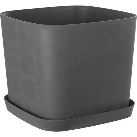 Vaso da fiori quadrato - GARDEN ID - Swing Quadrato - 36 L - 40 x 40 h 32 cm - Grigio