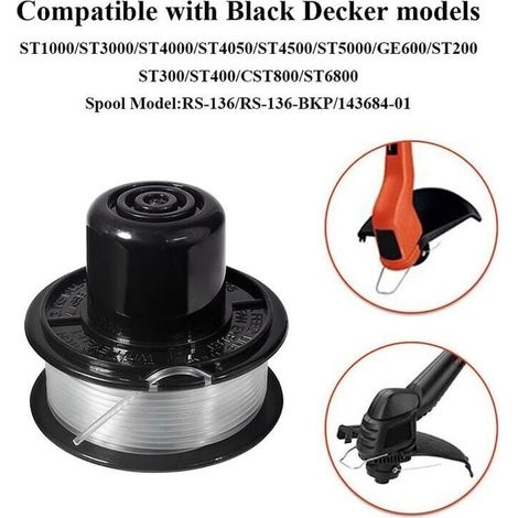 BLACK+DECKER Bobine et fil de rechange pour modèles GL250/GL310/GL360 11M x 1.6MM