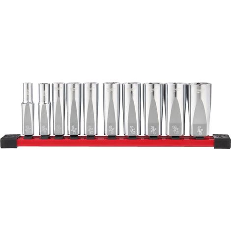 Set di 10 bussole esagonali lunghe 3/8" imperiali 10PC - Milwaukee 4932492510 (1/2)