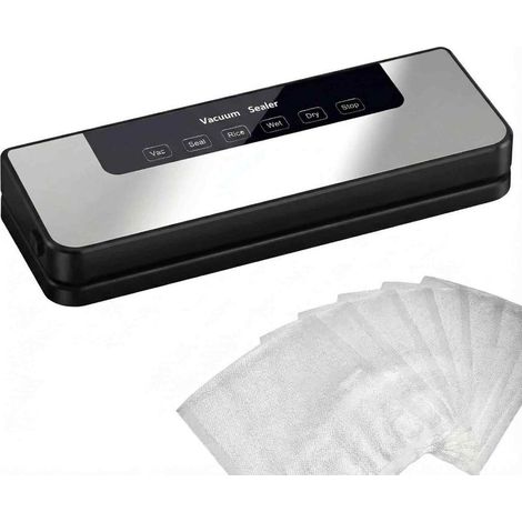 Machine à emballer sous vide, 6 en 1, avec affichage numérique LED, compte à rebours, programme de soudage, mode de scellage, riz, humide, sec pour tout type d'aliment,contient 10 sachets (1/5)