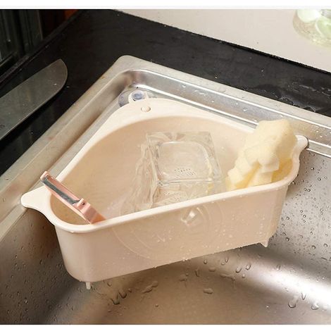 Dreieckiger Ecksiebhalter mit Saugnapf für Küchen-/Badezimmerspüle