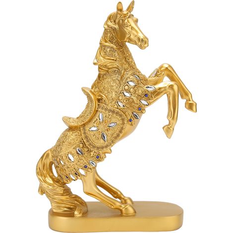 Statue de cheval dorée décoration sculpture art maison bureau porte-bonheur figurine Feng Shui ornement (1/5)