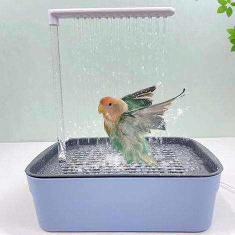 Baignoire automatique pour oiseaux avec système de circulation - Douche montée en cage pour perruches, calopsittes et petits oiseaux - Jouet de bain autonettoyant (1/5)