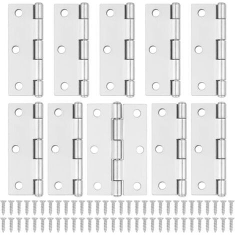 10 cerniere per porte in argento - Cerniere per ante di armadi da 75 mm (3") con 60 viti in argento per cerniere di ante di mobili interni, cerniere per porte in legno