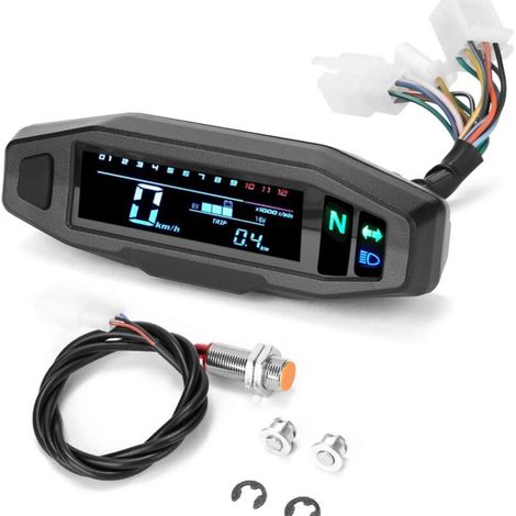 Compteur de vitesse numérique moto étanche HD – Affichage LCD antireflet – Compatible moteurs 1/2/4 cylindres – Odomètre multifonction