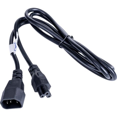 Akyga Strom Anschlusskabel [1x Kleeblatt-Buchse C5 - 1x Kaltgeräte-Stecker C14] 1.50 m Schwarz