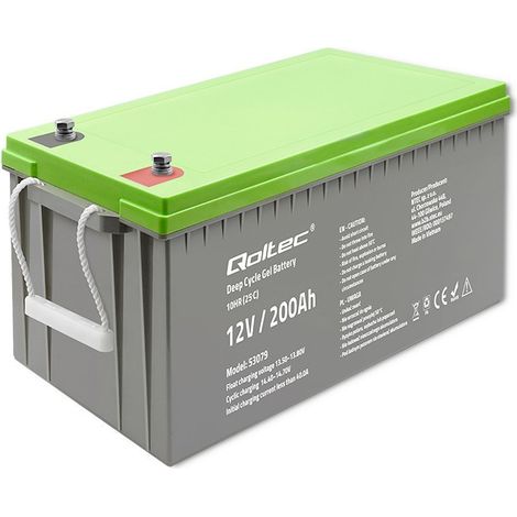 Qoltec 53079 Batería de gel de ciclo profundo  12V  200 Ah  62,5 kg (1/5)