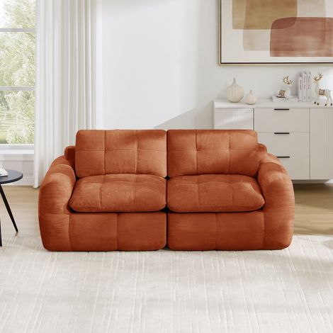 Canapé Modulable 2 Places Chenille Orange - Assise Profonde, Canapé Droit Confortable pour Salon et Appartement, Moderne Sans Montage (1/5)