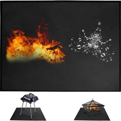 Tapis Barbecue Sol Exterieur, 100 x 152 Cm Tapis De Barbecue Exterieur, Tapis Pour Barbecue Pliable, Protection De Terrasse Et De Patio Pour Barbecues, Poêles, Sols, Pelouses (Noir) (1/5)