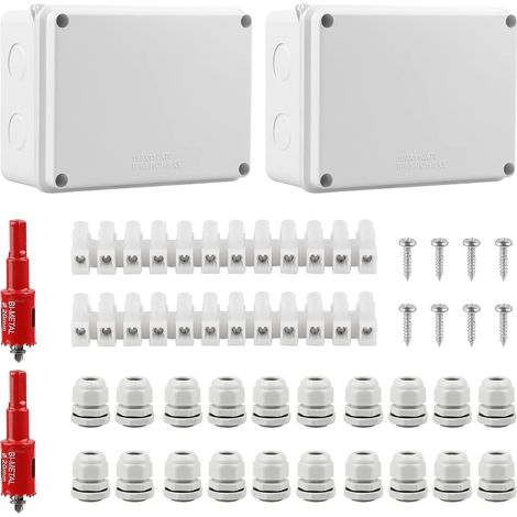 2pcs Boîte de Dérivation Étanche Exterieur Blanc, Boîte Carrée IP65, 150x110x70mm, avec Passe Cable pour Ø6-12 mm (1/5)