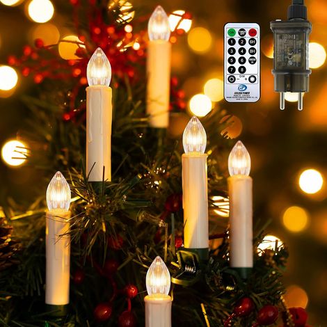 Guirlande lumineuse bougies sapin de Noël, 30 Bougies Guirlande Lumineuse avec Télécommande pour Intérieur Sapin Décoration de Noël (1/5)