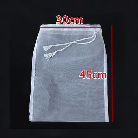 (30 x 45 cm - 300 mailles, 48 microns) Sac filtre pour lait de soja, vin, lait de noix, thé, café, huile, yaourt, filet de filtration en nylon réutilisable pour la cuisine et les aliments. (1/5)