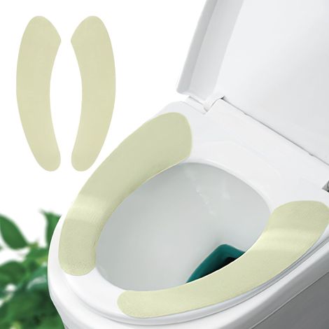 Paar dünner und warmer WC-Sitzschutz – selbstklebend, verstellbar und zuschneidbar, komfortabel und leicht zu reinigen (grün) (1/5)