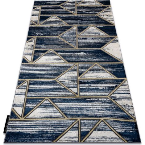 Tappeto DE LUXE moderno 462 Geometrico - Structural blu scuro / oro blue 200x290 cm