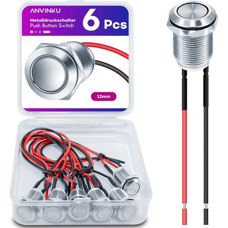 Lot de 6 boutons poussoirs étanches - 12 mm (1/5)