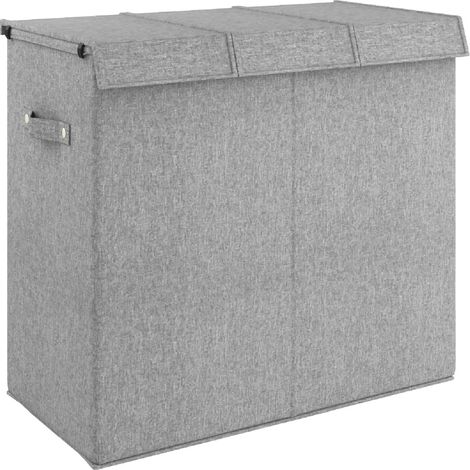 Cesto para la ropa sucia plegable 64,5 x 34,5 x 59 cm tejido imitación lino gris 020006209