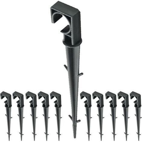 Lot de 10 Crampon de fixation plastique, Piquets de Fixation 16mm pour Ligne d'égouttement, tuyaux d'arrosage et tuyaux gouteurs (1/4)