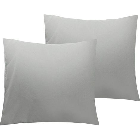 Lot de 2 Taies d'oreiller en Microfibre avec Fermeture éclair, Taie d’Oreiller Facile à Laver et Super Doux, 50x75cm, Gris Argent (1/5)
