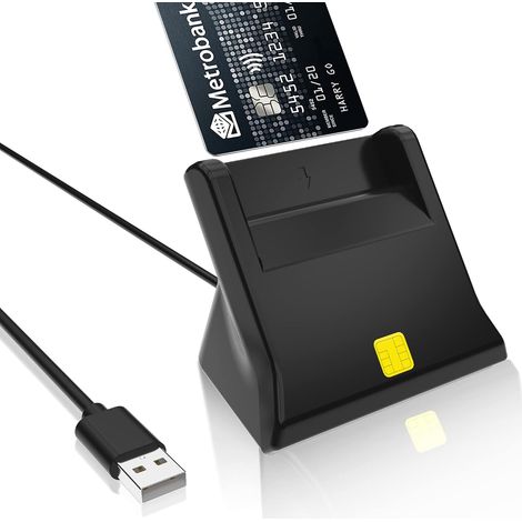 Lecteur dnie électronique USB2.0 - Lecteur de cartes à puce - Plug & Play - pour Dnie Electronico 4.0 et 3.0/Cartes de signature numérique/CAC/IC Bank/E-ID/Health Card, pour Windows XP/Vista/7/8/10/11 (1/5)