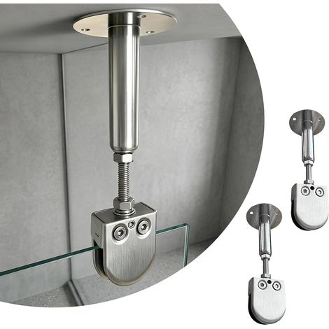 Lot de 2 barres support extensibles pour paroi douche sans cadre (1/5)