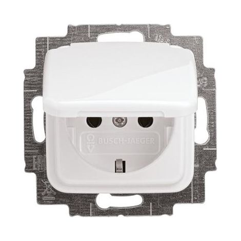 BUSCH-JAEGER 20EUK-214 PRISE DE COURANT, COUVERCLE CLAPET (SCHUKO), BLANC ALPIN, REFLEX SI