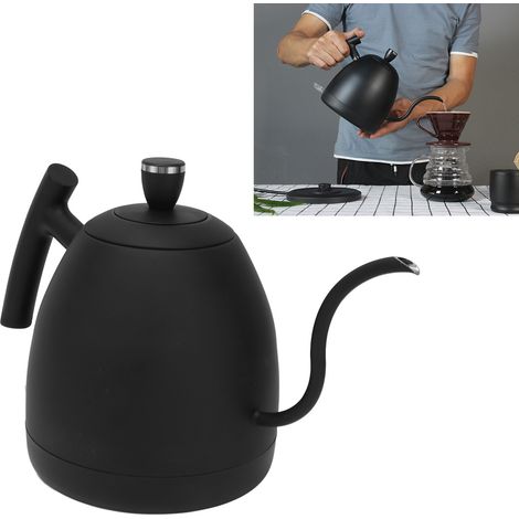 Cafetière électrique noire à filtre manuel avec bec étroit, capacité de 1 L, pour usage domestique, arrêt automatique. (1/5)