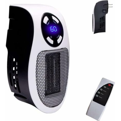Radiateur soufflant en céramique Smart 500 W, chauffage électrique avec prise murale, thermostat réglable et minuterie et indicateur LED, chauffage rapide, faible appareil, utilisation sûre (1/2)