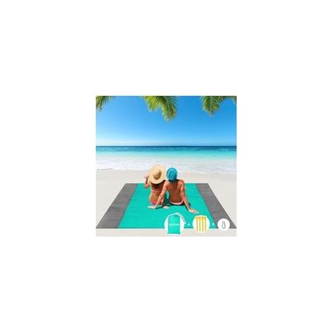 Tragbare, wasserdichte Strandmatte 200 x 210 cm – Sandabweisende Matte mit 4 Eckbefestigungen für Picknicks, Camping und Reisen (1/5)