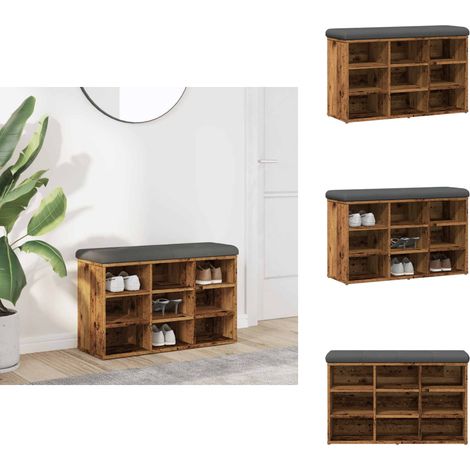 Banc à chaussures vieux bois 82x32x50 cm bois d'ingénierie - Banc À Chaussures - Bancs À Chaussures - Banc - Banc De Couloir (1/5)