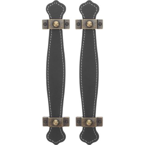 PoignéE En Cuir Pu Lot De 2 Pour Meubles Tiroirs Armoires PoignéEs En Alliage De Zinc 7,5 Pouces Pour Cuisine Chambre Bureau (1/5)