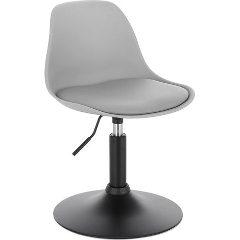 WOLTU 1X Taburetes con Respaldo Cuero Sintético Cocina Regulable en Altura Taburete Giratorio Peluquería Sillas Bar Taburete de Escritorio Gris 39.5-50.5cm de Altura (1/5)