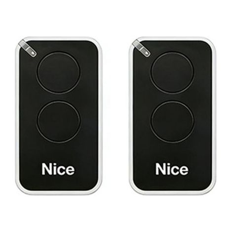Lot de 2 télécommandes pour Nice INTI2B 433.92MHz, 2 canaux, pour systèmes d'automatisation de portails et de garages, noir