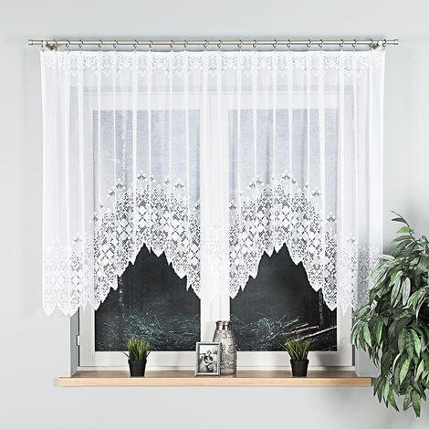 NADIA - Fertiggardine aus Jacquard mit Schnitt unten - 300x130 cm - weiß (1/5)