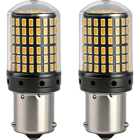 2 Pack BAU15S PY21W 1156 581 LED Indicator Bulbs Amber, 12‑24V Waterproof Turn Signal Lights, 2800LM Super Bright 144SMD 3014, Front Rear Blinkers for Most Vehicles