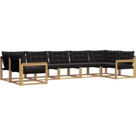 Outdoor-Sofagarnitur mit Kissen 7 pcs Weiß und Schwarz vidaXL