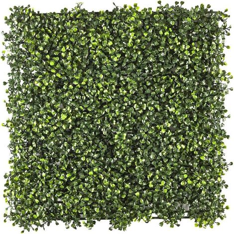 Mur végétal artificiel feuillage en polyéthylène vert 50x50cm (1/5)